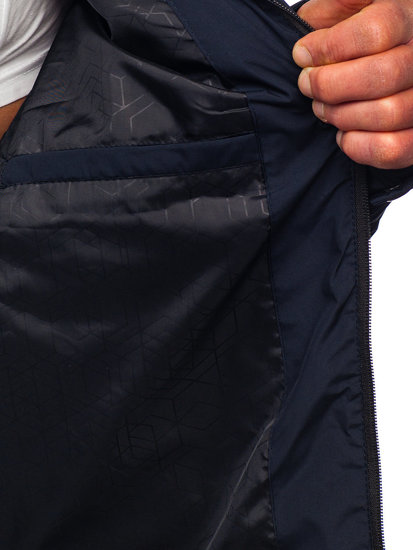 Темно-синя стьобана демісезонна чоловіча куртка Bolf 22M306
