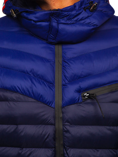 Темно-синя стьобана демісезонна чоловіча куртка Bolf  M13012