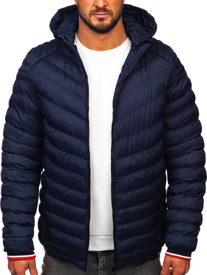 Темно-синя стьобана куртка чоловіча зимова Bolf 5M765
