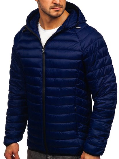 Темно-синя чоловіча стьобана демісезонна куртка Bolf 13021