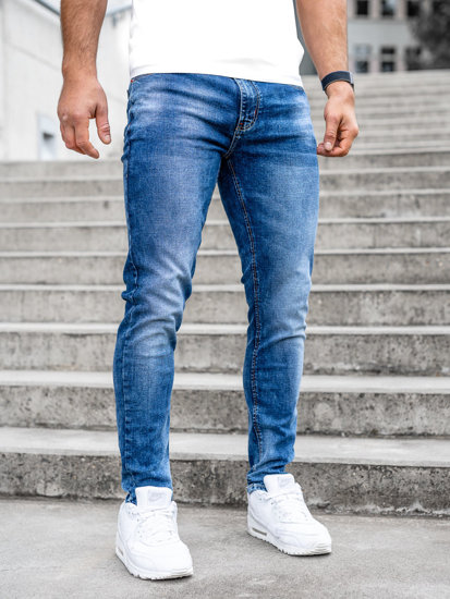 Темно-сині чоловічі джинси skinny fit з поясом Bolf 85095S0