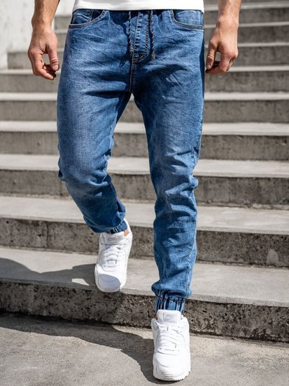 Темно-сині чоловічі джинсові штани джоггери Bolf K10003