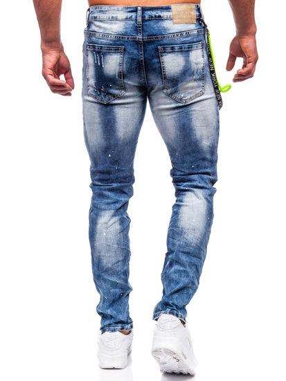 Темно-сині чоловічі завужені джинси з ремінцями Bolf E7853