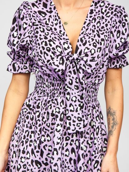Фіолетова жіноча сукня з леопардовим принтом Bolf 6986