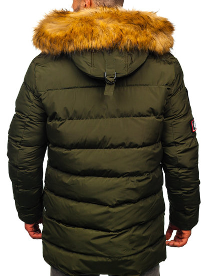 Хакі довга стьобана куртка чоловіча зимова Bolf 6476