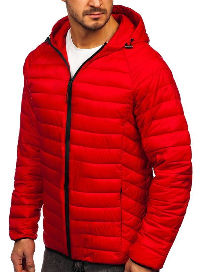 Червона чоловіча стьобана демісезонна куртка Bolf 13021