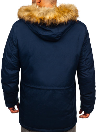 Чоловіча зимова куртка парка темно-синя Bolf 1795 