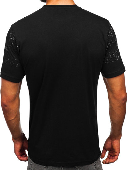 Чоловіча футболка з принтом чорна Bolf 14204