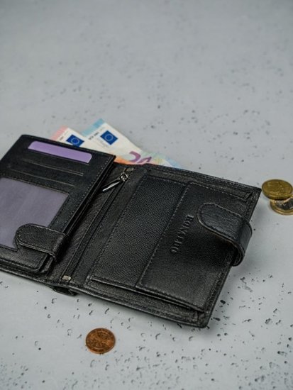 Чоловічий гаманець шкіряний чорний 3078
