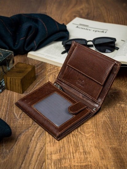 Чоловічий шкіряний гаманець коричневий 4516