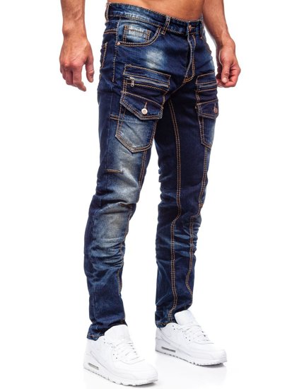 Чоловічі джинсові штани slim fit темно-сині Bolf KA9917