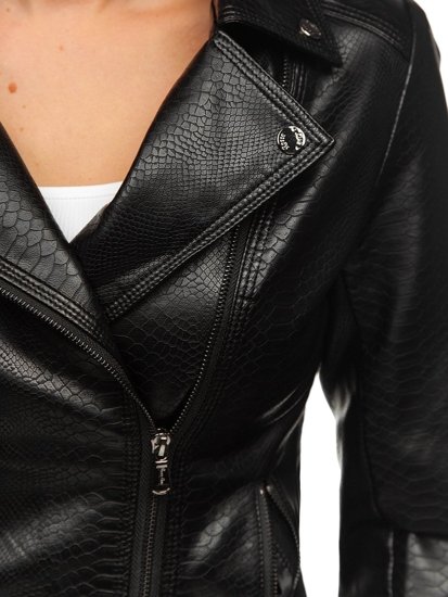 Чорна жіноча шкіряна куртка-косуха Bolf 2771
