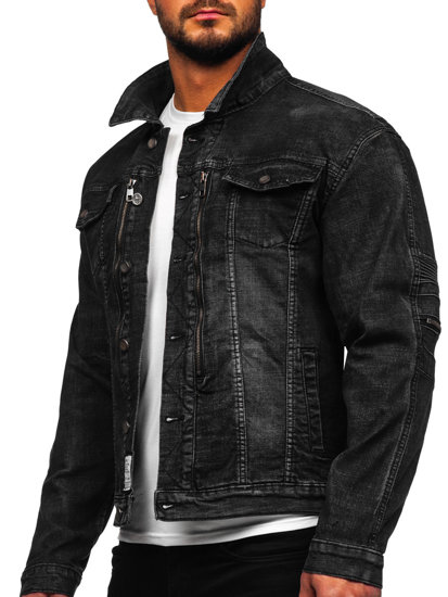Чорна чоловіча джинсова куртка Bolf MJ508N