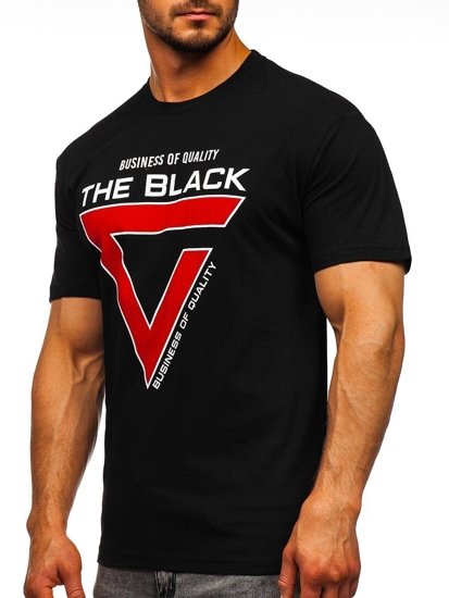 Чорна чоловіча футболка з принтом Bolf 10821