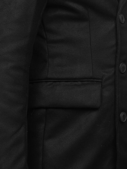 Чорне довге двобортне чоловіче зимове пальто Bolf 79B3-073