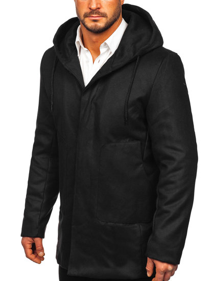 Чорне чоловіче зимове пальто з капюшоном Bolf 79B3-197