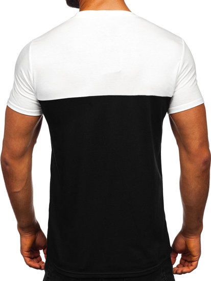 Чорно-біла чоловіча футболка без принту з кишенею Bolf 8T91