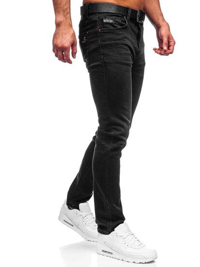 Чорні чоловічі джинсові штани regular fit з поясом Bolf 30054S0