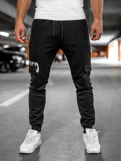 Чорні чоловічі штани джоггери-карго Bolf HW2176