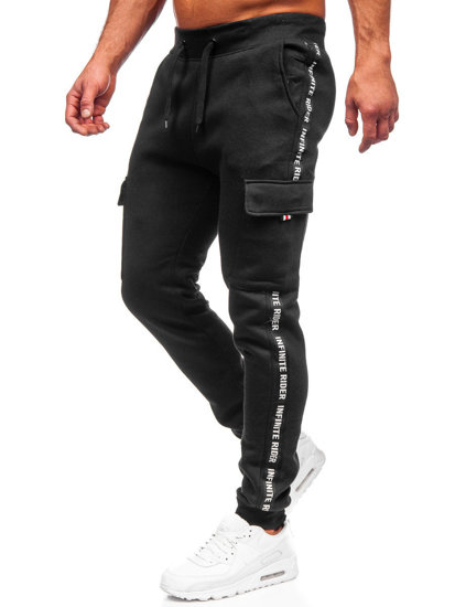 Чорні чоловічі штани джоггери-карго Bolf JX8715