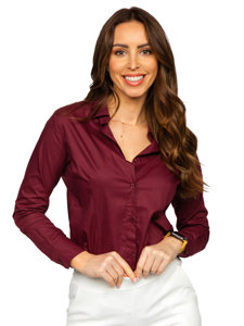 Бордова жіноча сорочка з довгим рукавом Bolf HH039