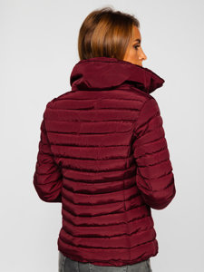 Бордова жіноча стьобана зимова куртка без капюшона Bolf 23063