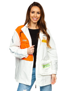 Біло-помаранчева демісезонна куртка Bolf AG3010