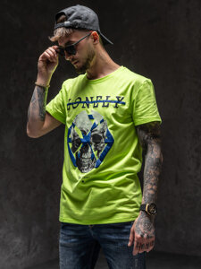 Зелена неонова чоловіча футболка з принтом Bolf Y70011