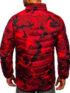 Куртка чоловіча зимова спортивна стьобана камуфляж-червона Bolf SM32
