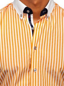 Помаранчева чоловіча смугаста сорочка з довгим рукавом Bolf 20727