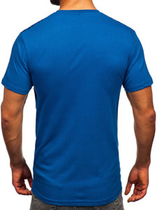 Синя чоловіча бавовняна футболка з принтом Bolf 14720