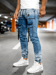 Сині джинси джоггери-карго чоловічі Bolf TF144