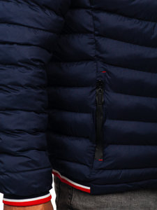 Темно-синя стьобана куртка чоловіча зимова Bolf 5M765