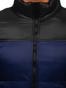 Темно-синя стьобана чоловіча зимова куртка Bolf 1186