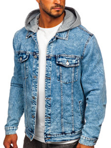 Темно-синя чоловіча джинсова куртка з капюшоном Bolf HY958