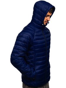 Темно-синя чоловіча стьобана демісезонна куртка Bolf 13021
