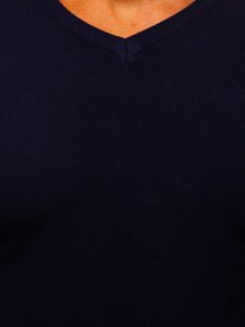 Темно-синій чоловічий светр з V-подібним вирізом Bolf YY03