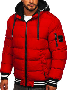 Червона чоловіча зимова стьобана куртка Bolf 7322