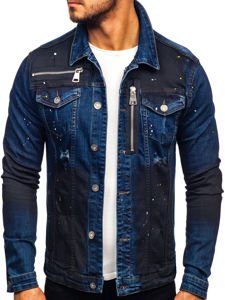 Чоловіча джинсова куртка темно-синя Bolf 5015