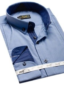 Чоловіча елегантна сорочка з довгим рукавом блакитна Bolf 8822