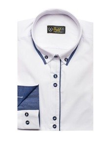Чоловіча елегантна сорочка з довгим рукавом біла Bolf 8823