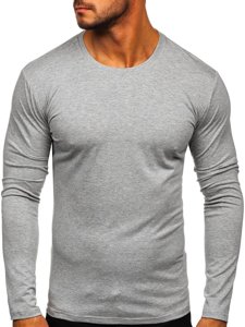 Чоловіча футболка з довгим рукавом без принта сірий Bolf 2088L