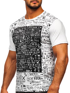 Чоловіча футболка з принтом біла Bolf 1173