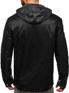 Чоловіча шкіряна куртка чорна Bolf EX892