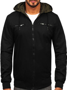 Чорна чоловіча бавовняна демісезонна куртка Bolf 84M3010