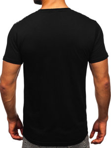 Чорна чоловіча бавовняна футболка з принтом Bolf 14720