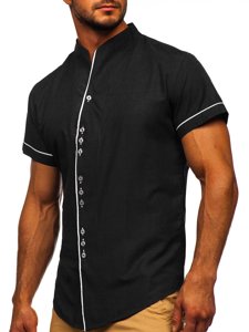 Чорна чоловіча сорочка з коротким рукавом Bolf 5518