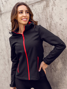 Чорно-червона жіноча демісезонна куртка софтшелл Bolf HH018