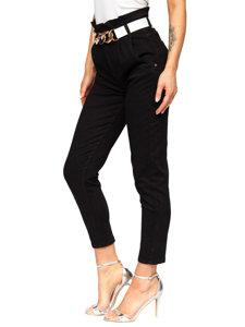 Чорні джинсові жіночі штани з високою талією і поясом Bolf LA687