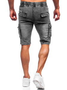Чорні чоловічі джинсові шорти-карго Bolf HY908